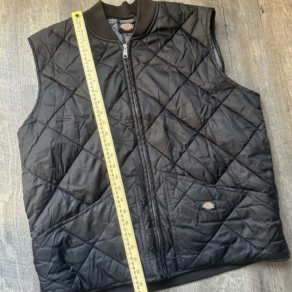 Dickies Men's Size Large L Diamond Quilted Nylon Vest Black Winter Y2K Workwear - Picture 6 of 7